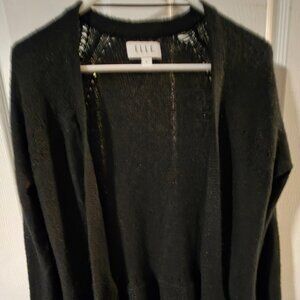 Elle Black Ruffled flared cardigan with silver sparkly threads - Small